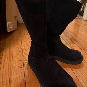 UGG Black suede shearling lined boots